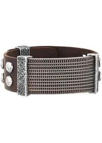 Armband SEVEN-24 "Edelstahl mit braunem Leder" Armbänder Gr. 24,5cm, Edelstahl, braun Herren