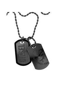 Kette mit Anhänger Diesel "Schmuck Edelstahl Halsschmuck Kugelkette DOG TAG" Halsketten Gr. Edelstahl-Kunststoff, L: 60cm, schwarz Damen