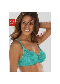 Bügel-BH Nuance Gr. 90, Cup E, blau (türkis) Damen BHs aus elastischer Jacquardspitze mit Trägern in Satin-Optik, Dessous