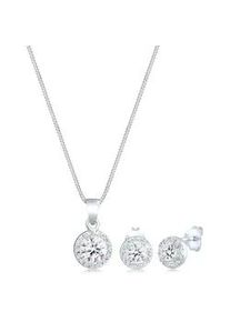 Schmuckset Elli PREMIUM "Elli Kette Stecker Kristalle 925 Silber" Schmuck-Sets Gr. OneSize, mit Stein, silberfarben (silber, weiß) Damen