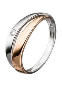 Diamantring Jobo Fingerringe Gr. 60, SI = kleine Einschlüsse, Roségold 585-Weißgold 585-Diamanten, rosegold (roségold 585) Damen 585 Gold bicolor mit Diamant