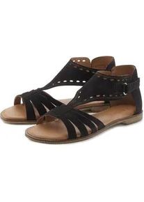 Sandale Lascana Gr. 42, schwarz Damen Schuhe Sandalette, Sommerschuh aus hochwertigem Leder mit kleinen Cut-Outs