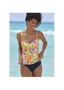 B&uuml;gel-Tankini-Top s.Oliver "Mallorca", Damen, Gr. 46, Cup C, gelb (gelb, bedruckt), Recycling-Polyamid, bedruckt, Bikini-Oberteile, mit Wickeloptik