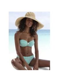 Bügel-Bandeau-Bikini JETTE Gr. 34, Cup D, grün (grün, weiß) Damen Bikini-Sets mit Zier-Accessoires