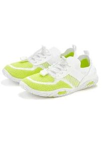 Sneaker Lascana Gr. 44, grün (weiß, lime) Damen Schuhe Freizeitschuh, Halbschuh superleicht, flache flexible Sohle VEGAN