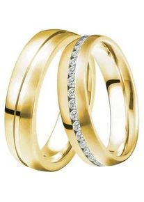 Trauring DOOSTI "Schmuck Geschenk Silber 925 Ehering Partnerring LIEBE" Fingerringe Gr. 54, mit Zirkonia, Silber 925 (Sterlingsilber), 6mm, goldfarben (gelbgoldfarben, kristallweiß) wahlweise mit oder ohne Zirkonia