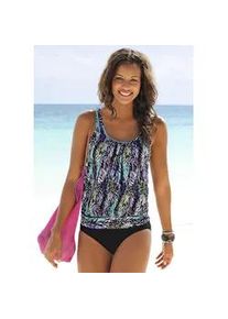 Oversize-Tankini Lascana Gr. 36, N-Gr, bunt (schwarz-bedruckt) Damen Bikini-Sets in schönem Federprint