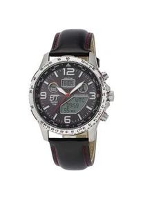 Funkchronograph ETT "Professional World Timer, EGT-11573-21L" Armbanduhren schwarz (schwarz, rot) Herren Armbanduhr, Herrenuhr, Stoppfunktion, Datum, Solar