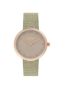 Quarzuhr s.Oliver Armbanduhren rosa (khaki) Damen Armbanduhr, Damenuhr, analog, Textilarmband