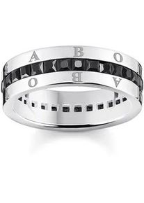 Fingerring Thomas Sabo "schwarze Steine pavé, TR2361-643-11-52,54,56,58" Fingerringe Gr. 58, Silber 925 (Sterlingsilber), 6mm, silberfarben (silberfarben, schwarz, schwarz) Damen mit Zirkonia (synth.)