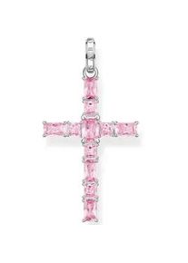 Ketten-Anhänger Thomas Sabo "Kreuz pinke oder bunte Steine, PE939-051-9, PE939-073-7" Schmuckanhänger Gr. Silber 925 (Sterlingsilber), 4,73 g, bunt (silberfarben, pink, pink) Damen mit Spinell (synth.), Zirkonia Korund (synth.)