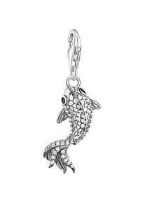 Charm-Einhänger Thomas Sabo "Koi mit Zirkoniasteinen, 2170-643-21" Charms schwarz-weiß (silberfarben, schwarz, weiß, weiß) Damen mit Zirkonia (synth.)