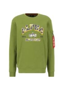 Sweater Alpha Industries "Alpha Industries Men - Sweatshirts College Camo Sweater" Gr. 3XL, grün (moss grün) Herren Sweatshirts