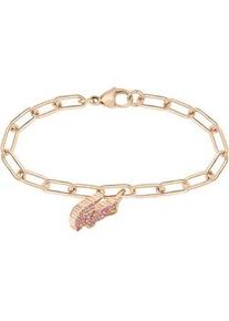 Armkette Lacoste "CROCODILE, 2040306, 2040363" Armbänder Gr. Edelstahl, rosa (roségoldfarben, lila, violett, rose, pink, transparent, transparent) Damen mit Glasstein