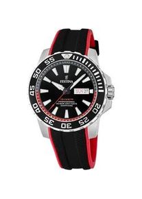 Quarzuhr Festina "Diver Collection, F20662/3" Armbanduhren rot (schwarz-rot) Herren Armbanduhr, Herrenuhr, Taucheruhr, Silikonarmband, Datum