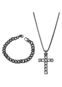 Schmuckset Firetti "Mulitpack Schmuck Geschenk Edelstahl Kette mit Anhänger Armband" Schmuck-Sets schwarz (antikfarben, schwarz) Damen