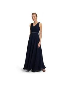 Abendkleid Vera Mont "Vera Mont mit Plissee" Gr. 46, Normalgrößen, blau (night sky) Damen Kleider Dekoelemente