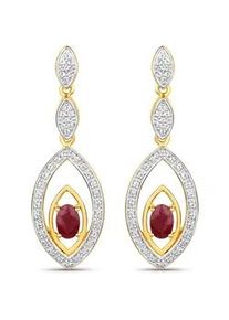 Paar Ohrhänger VIRA JEWELS "925-Sterling Silber vergoldet Glänzend Rubin rot" Ohrringe Gr. ONE-SIZE, 1,38 ct, Silber 925 (Sterlingsilber), gelb (gelb, rot) Damen