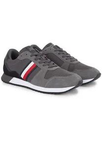 Sneaker Tommy Hilfiger "RUNNER EVO MIX BLOCK" Gr. 41, grau (grau, schwarz) Herren Schuhe Freizeitschuh, Halbschuh, Schnürschuh mit Streifen in Tommy Farben