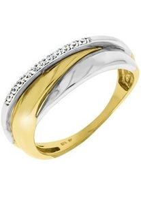 Fingerring Celesta "375/- Gelbgold/Weißgold Zirkonia" Fingerringe Gr. 056 (17,8), Gold, bunt (mehrfarbig, weiß) Damen