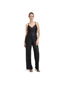 Overall Vera Mont "Vera Mont Jumpsuit mit V-Ausschnitt" Gr. 40, Normalgrößen, schwarz (schwarz, schwarz) Damen Overalls Materialmix