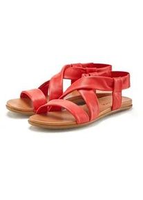 Sandale Lascana Gr. 41, rot Damen Schuhe aus Leder mit raffinierten Riemchen, Sandalette, Sommerschuh