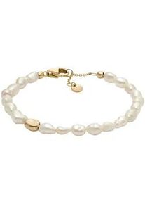 Armband Skagen "Schmuck Geschenk Edelstahl Armkette AGNETHE PEARL BEADS, SKJ1825710" Armbänder Gr. Edelstahl-Perlen, goldfarben (gelbgoldfarben-weiß) Damen mit Süßwasserzuchtperle