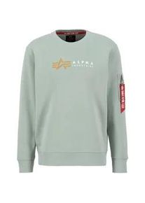 Sweater Alpha Industries "Alpha Industries Men - Sweatshirts Alpha Label Sweater" Gr. M, grün (dusty grün) Herren Sweatshirts