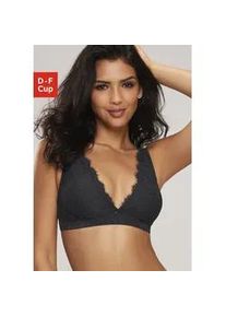 Bralette-BH Lascana "Cara" Gr. 80, Cup F, schwarz Damen BHs ohne Bügel im edlen High-Apex Design, sexy Dessous