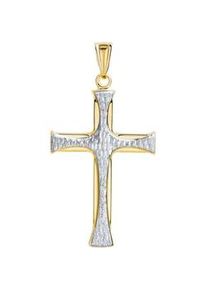 Kreuz-Anhänger Firetti "Schmuck Geschenk Gold 375 Halsschmuck Anhänger Halskette Kreuz" Schmuckanhänger Gr. Gelbgold 375, 1,5 g, goldfarben (gelbgoldfarben, weißgoldfarben) Damen