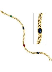 Goldarmband Jobo Armbänder Gr. Gelbgold 585, gelb (gelbgold 585) Damen 585 Gold massiv mit Rubin Safir Smaragd 19 cm