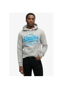 Kapuzensweatshirt Superdry "NEON VL GRAPHIC HOODIE" Gr. M, grau (athletic grey marl) Herren Sweatshirts