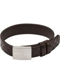 Lederarmband Emporio Armani "Schmuck Geschenk Edelstahl Armschmuck Armkette, EGS3135040" Armbänder Gr. Edelstahl-Leder, braun (edelstahlfarben-braun) Damen