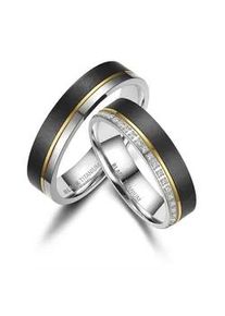 Verlobungsring MARRYA "BLACK TITANIUM by MARRYA" Fingerringe Gr. 50, Titan, schwarz (damen ring, schwarz, gold, silber) Damen