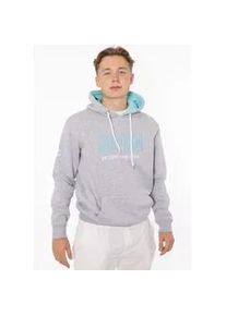 Hoodie Zwillingsherz ""Moin" Herren" Gr. XXL, grau (hellgrau) Herren Sweatshirts mit gesticktem Schriftzug und Ankermotiv am Ärmel