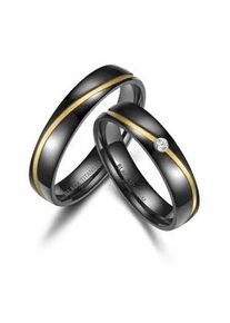 Trauring MARRYA "BLACK TITANIUM by MARRYA" Fingerringe Gr. 56, Titan, schwarz (herren ring, schwarz, gold) Damen