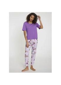 Pyjama Vivance DREAMS Gr. 32/34, grau (flieder geblümt) Damen Homewear-Sets mit Blumen-Druck