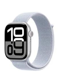 Smartwatch Apple "Watch Series 10 Aluminium" Smartwatches Gr. 46mm, ohne eSIM, One-Size, Sport Loop, silberfarben (blau, silber)