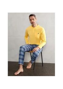 wäschepur Schlafanzug WÄSCHEPUR Gr. 56/58, bunt (jeansblau-gelb-kariert) Herren Homewear-Sets