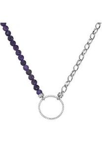 Collier Giorgio Martello MILANO "mit Zierstein, Silber 925" Halsketten Gr. 45cm, Silber 925 (Sterlingsilber), lila Damen