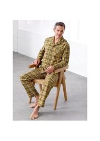 wäschepur Schlafanzug WÄSCHEPUR Gr. 52/54, grün (oliv-camel-kariert) Herren Homewear-Sets