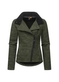 Strickfleecejacke Ragwear "Saskie Melange" Gr. XXXL (46), grau (graugrün) Damen Jacken Grob gestrickte Damen-Jacke mit Teddyfell-Futter