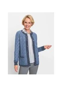 Classic Dog Cardigan CLASSIC Gr. 38, blau (himmelblau-schwarz-gemustert) Damen Strickjacken