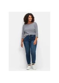 Stretch-Jeans sheego "Große Größen" Gr. 88, Langgrößen, blau (dunkelblau denim) Damen Jeans Skinny mit Bodyforming-Effekt