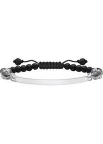 Armband Thomas Sabo "Bridge-Armband, LBA0133-330-11-L24V" Armbänder Gr. 24, Silber 925 (Sterlingsilber), silberfarben (silberfarben, schwarz, schwarz) Herren mit Obsidian, Zirkonia (synth.), Onyx