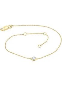 Goldarmband Vivance "0,13 ct Diamant Brillant Armband aus 585 Gelbgold 19 cm" Armbänder Gr. 19, Gelbgold 585, goldfarben (gold) Damen Gold Schmuck Rundankerkette