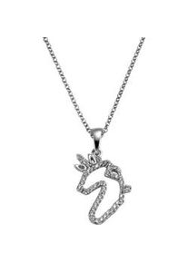 Kette mit Anhänger ZEEme "925/- Sterling Silber Einhorn Zirkonia" Halsketten Gr. 43 + 3cm, Silber 925 (Sterlingsilber), L: 46cm B: 13.0mm, weiß Damen