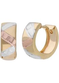 Paar Creolen Firetti "Schmuck Geschenk Gold 375 Ohrschmuck Ohrringe tricolor" Gr. Gelbgold 375, rosegold (gelbgoldfarben, weißgoldfarben, roségoldfarben) Damen