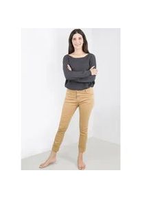 Röhrenhose Please Jeans Gr. XS (34), N-Gr, braun (wood trush) Damen Hosen Mit besonderer Knöpfung