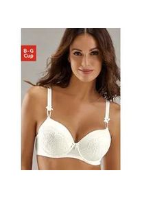 Schalen-BH Lascana "Aurora" Gr. 90, Cup E, beige (creme) Damen BHs mit Bügel und zarter Spitze, Dessous